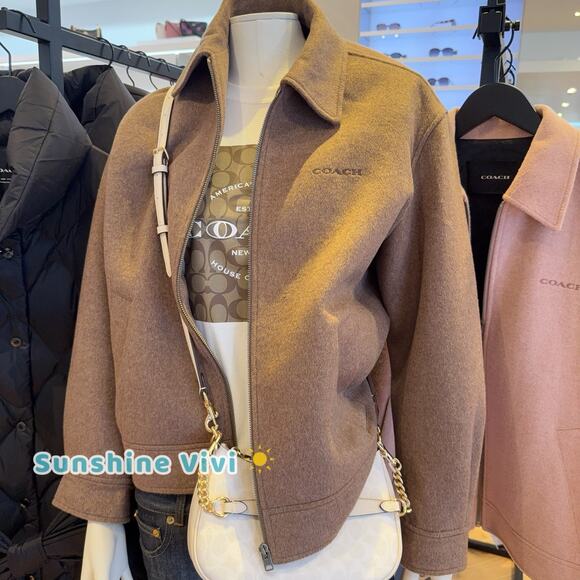 NWT Coach Women's Zip Front Wool Jacket Teddy Bear CAA10 Large - Picture 1 of 12